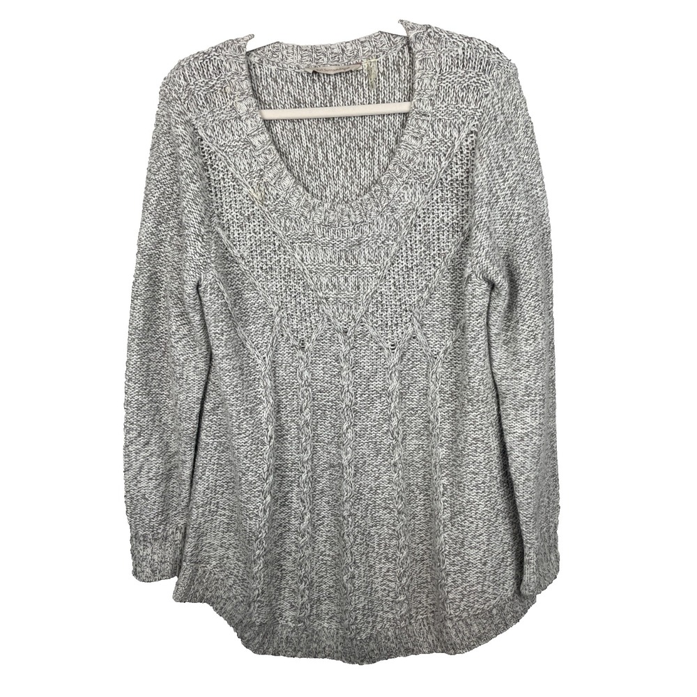 Soft Surroundings Sweater Womens Large Gray Shimmer Wool Blend Knit‎ Pullover
